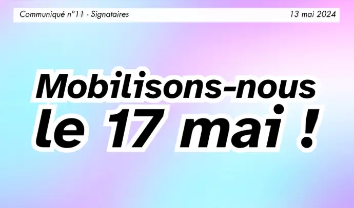 Communiqué : mobilisons-nous le 17 mai
