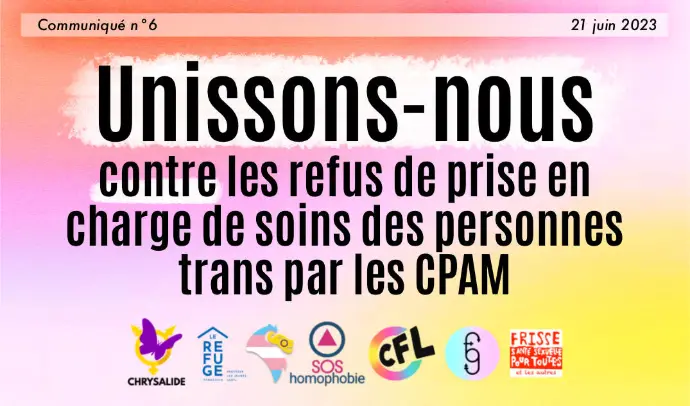 Communiqué inter-asso : unissons-nous contre les refus de prise en charge des transitions par les cpam